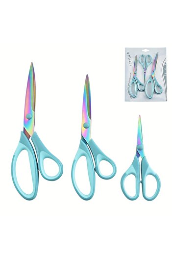 Choice Blue 3-Piece Titanium Craft Scissors Set: Perfect For Sewing, Arts & School Projects!