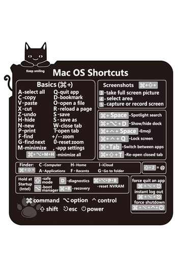 Choice Mac Os Shortcuts Cat Shortcuts Sticker For Apple Mac Os System, 2023 New Shortcut Key Sticker For 13