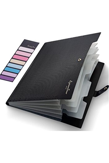 Choice black Expanding File Folder,5 Pocket Folders for Documents,Portable Paper Organizer for School Offic