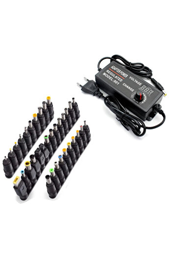 Choice EU 3V 24V 3A With 34PCS DC Adjustable Power Supply 220V to 3V-24V 3A with Screen Universal Adapter W