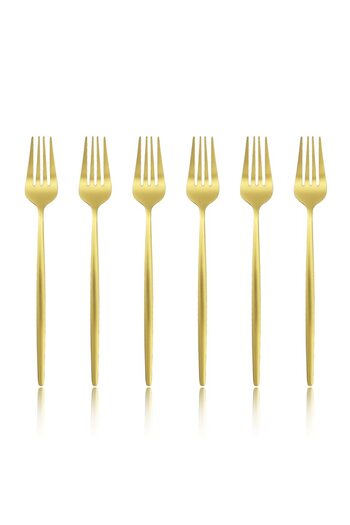 Choice 6pcs Gold Silvere/Golden Stain Flatware Modern 6 Pcs Stainless Steel Dinner Fork 8.2 Inch Camping Di