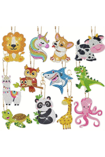 Choice YSK136 12/6/5 Piece/set DIY Faux Diamond Painting Art Keychain Kit Handmade Mosaic Art Keychain Home