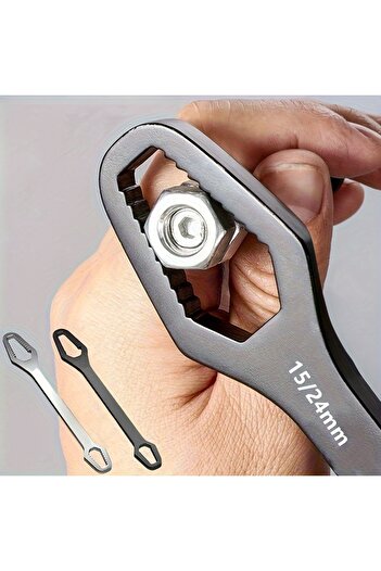 Choice Black 1pc Universal Double Ended Wrench, Self-Tightening 3-17mm Screw Nuts Repair Wrench, Double-Hea