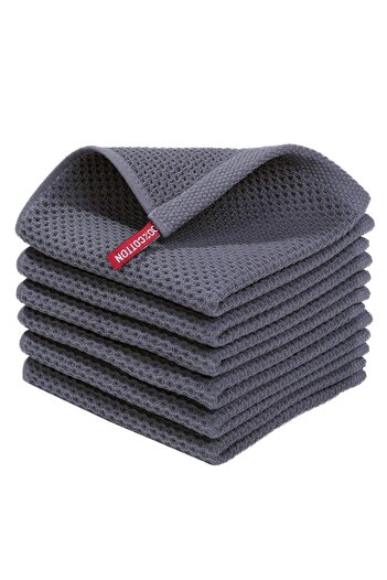 Choice grey 6pcs 100% Cotton Waffle Weave Kitchen Dish Cloths, Ultra Soft Absorbent Quick Drying Dish Towel