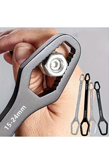 Choice Black 1pc Universal Double Ended Wrench, Self-Tightening 3-17mm Screw Nuts Repair Wrench, Double-Hea