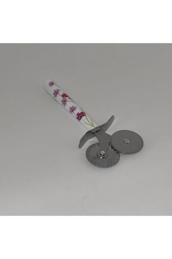 RAMDET Elegant Flower Patterned Stainless Steel Dough Pizza Cutter - Double Headed Luxury Metal