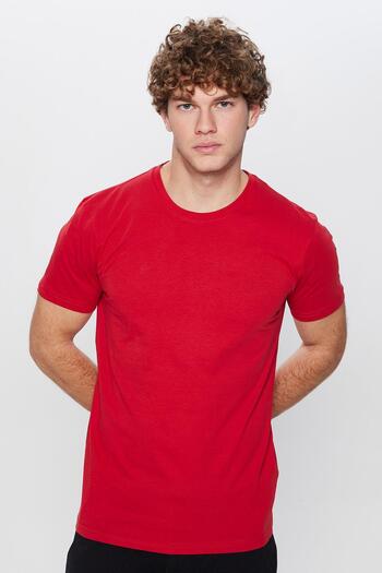 Tudors Unisex Slim Fit Slim Fit 100% Cotton Soft Textured Red Crew Neck T-Shirt