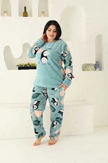 shopshop COPIE - Set de pijamale din lână de pluș pentru femei Well Soft Plus Size-20078