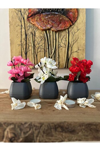 lameko 3Pcs Medium Size Artificial Dry Flower Decorative Table Decor Blossom Artificial Flower