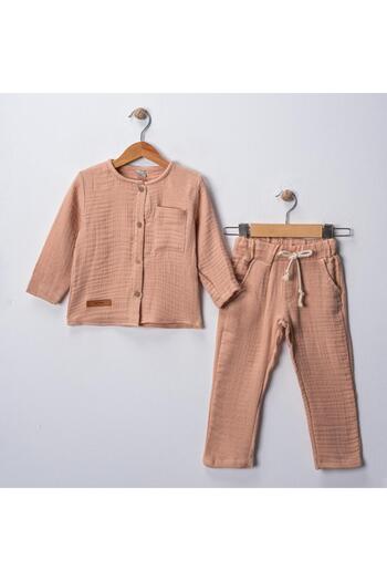 MAXI DRY Hundred Percent Cotton, Comfortable Fit Boys Muslin Fabric Bottom Top Set, Crew Neck