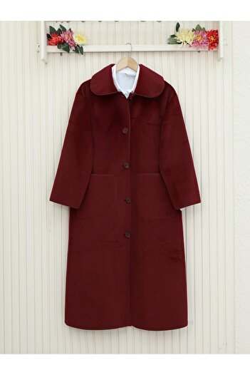 Modamorfo Claret Red Coat with Buttons and Pockets