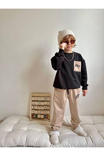 YİGİT BUTİK Boy's Bottom Top Set with Shirt Pockets