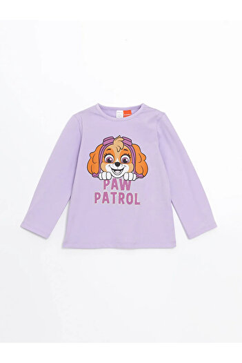 LC Waikiki LCW baby Lila Bisiklet Yaka Paw Patrol Baskılı Kız Bebek Pijama Takım