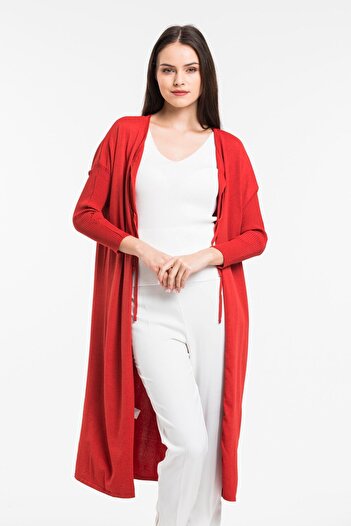 GAJA Women's Red Lace-up Cardigan