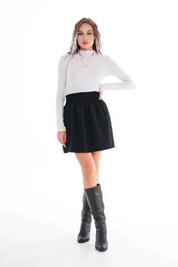 ŞİMAL Fusta mini din tweed în carouri pentru femei