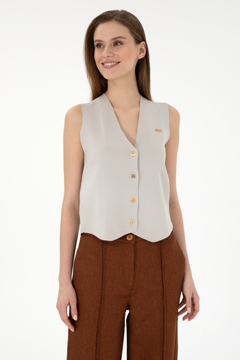 U.S. Polo Assn. Women's Stone Knitwear Vest 50294141-Vr049