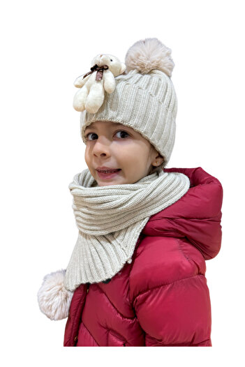 Benittokids Children's Teddy Bear Scarf Beanie Set 7019
