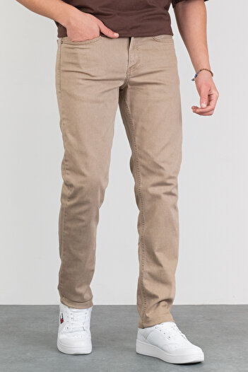 HLT JEANS Men's Beige Regular Fit Flexible Lycra Denim Jeans Jeans Hlthe001933 - Regular Beige