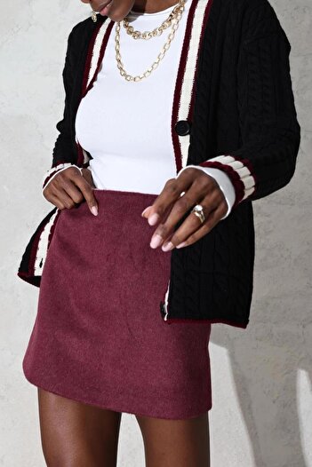 Ravencia Women's Premium Quality Burgundy Cashew Mini Skirt