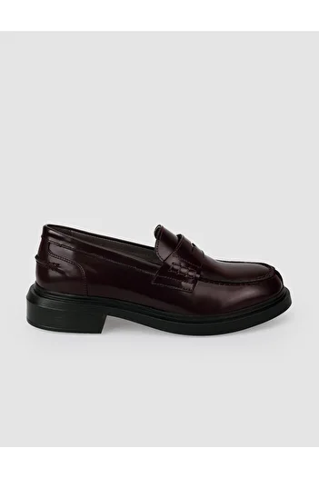 Cabani 100% Genuine Leather Burgundy Women's Loafer Shoes