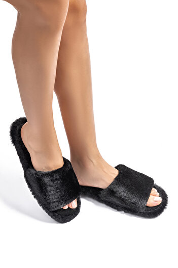 Twigy Lisa Plush Women's House Slippers Black 36/41