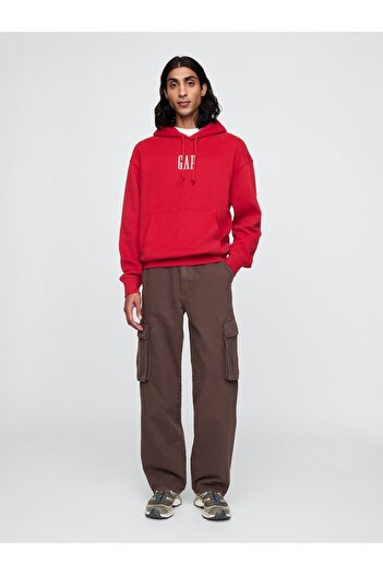 GAP Erkek Kırmızı Vintage Soft Gap Logo Sweatshirt
