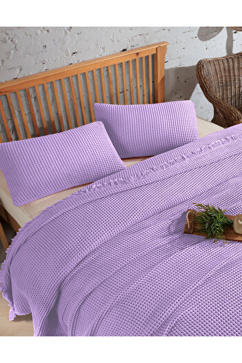 destinyhometex Waffle Patterned Single Cotton Bedspread - 160X240Cm/50X70Cm Pillow