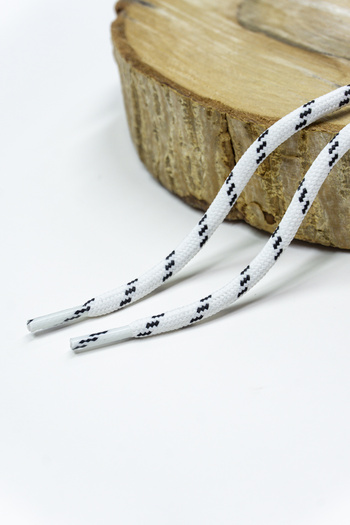 Dokubağ 120 cm Black White Stripe Pattern Round Outdoor & Boots & Sports Shoelaces - 1 Pair