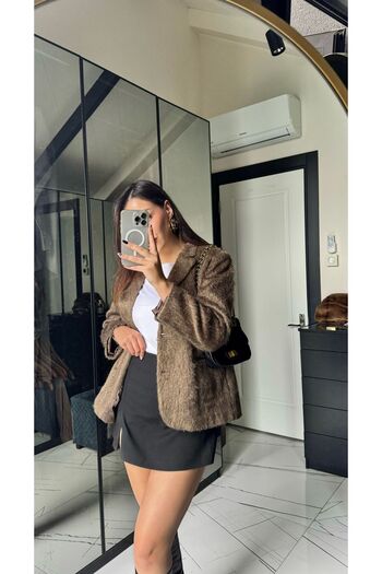 SHELA Vizon Kaşe Kırçıllı Blazer Ceket
