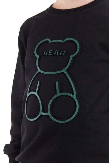 AHENGİM Boy's Seersucker Teddy Bear Printed Trend Tracksuit Set Ak2530