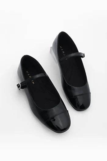 Marjin Women's Helmet Ballerina Shoes Mary Jane Losep Black