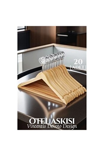 ModaCar 20-Piece Wooden Vincentis Devoto Design Hotel Type Hanger Set