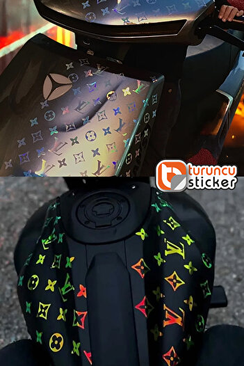 Turuncu Sticker Lv 25X25Cm Foil Cut Universal Pattern Coating Car - Motor - Helmet -Laptop Sticker - Hologram
