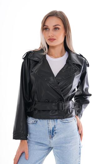 ŞİMAL Women's Belted Leather Jacket 255276 -