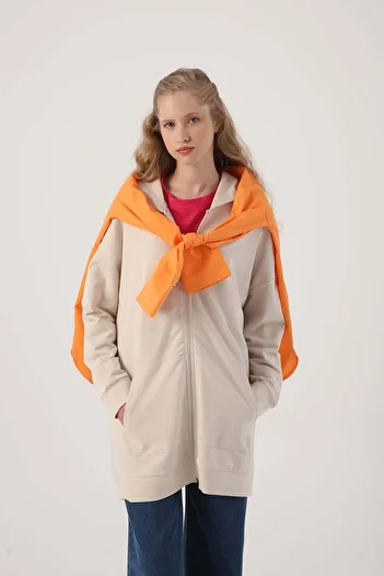 ALLDAY Light Beige-Zip Sweat Cardigan