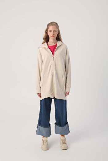 ALLDAY Light Beige-Zip Sweat Cardigan