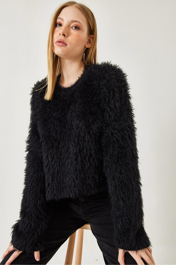 Bianco Lucci Women's Furry Knitwear Sweater 241223 60261213