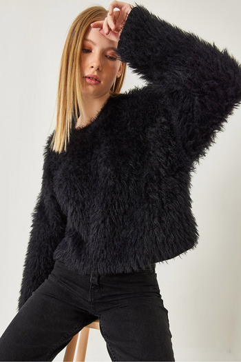 Bianco Lucci Women's Furry Knitwear Sweater 241223 60261213