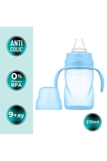 Mamajoo Sippy-Free Educational Cup with Handle, 270 Ml, Powder Blue, 9 Months, 1 Piece