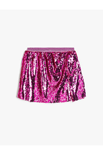 Koton Sequined Mini Skirt with Elastic Waist