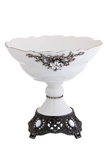 HIC Ceramic serving dish with base black color SIZE 25*20 cm
