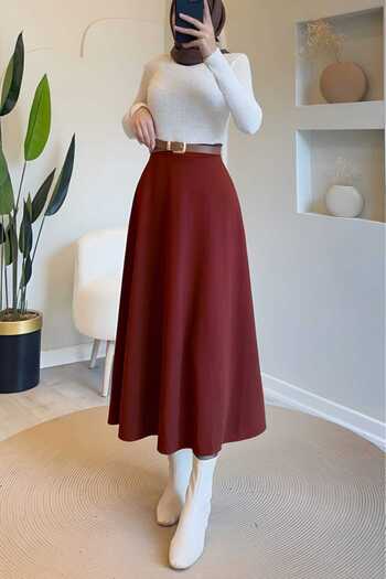 CNG MODA Large Size Hijab Puff Scuba Flared Skirt