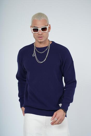 king brich Kingbrich Crew Neck Oversize Fit Men's Sweater
