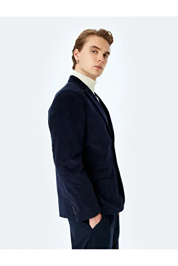 Koton Long Sleeve Mono Neck Cotton Velvet Blazer Jacket