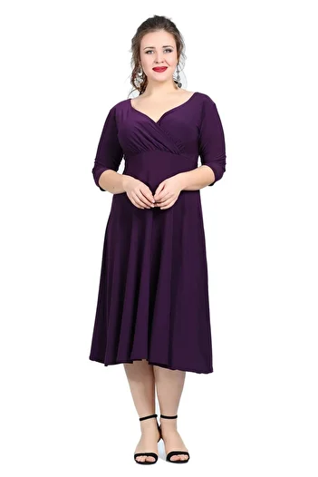 Zer Otantik Purple Plus Size Evening Dress - Kl8003