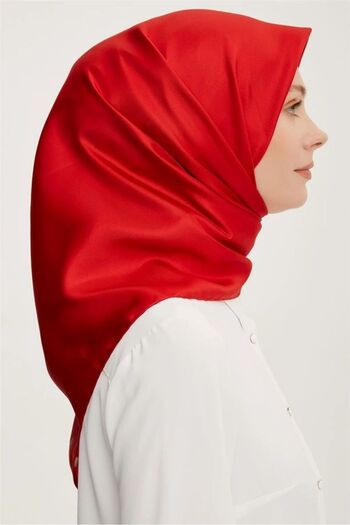 Armine Red Silk Tivil Scarf - Solid Color, E22Ya0010D02-502-Kvs0381