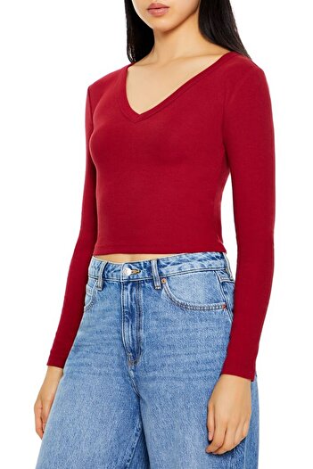Forever 21 V Yaka Uzun Kollu Tişört