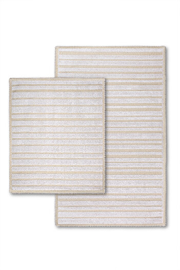 Bluenity Apollo Natural Cotton Bath Mat Set of 2 60X100 50X60 cm - White