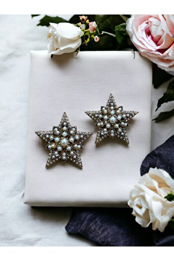 FAYRA ACCESSORIES Pearl Star Earrings
