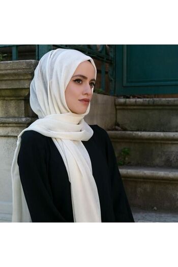 İkranur Cream Cotton Shawl